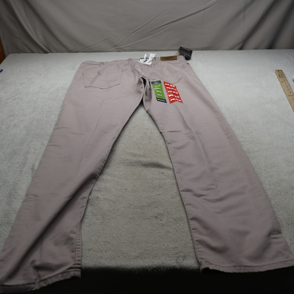 Dickies Pants Mens 36x34 Beige Flex Twill Slim Fit Straight Leg Work Casual NEW